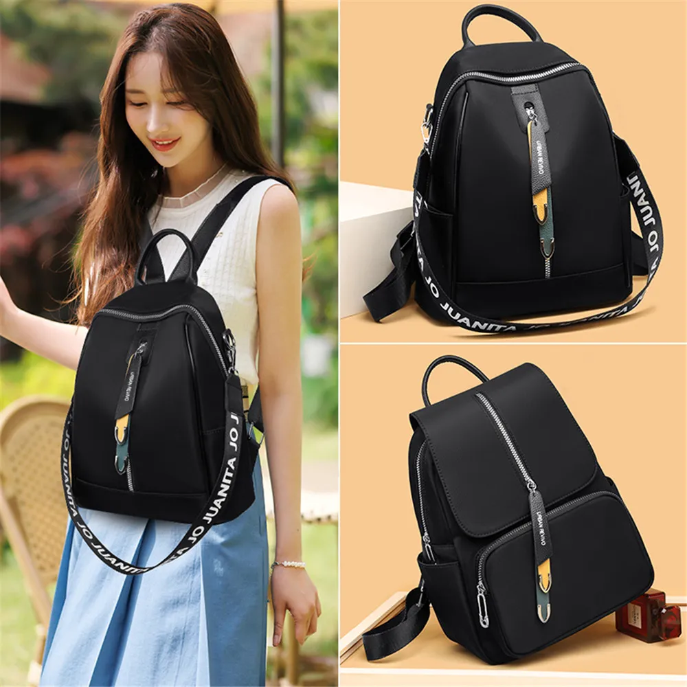Nylon & Leather Anti-Theft Womens Backpack for School, Work  display picture 2
