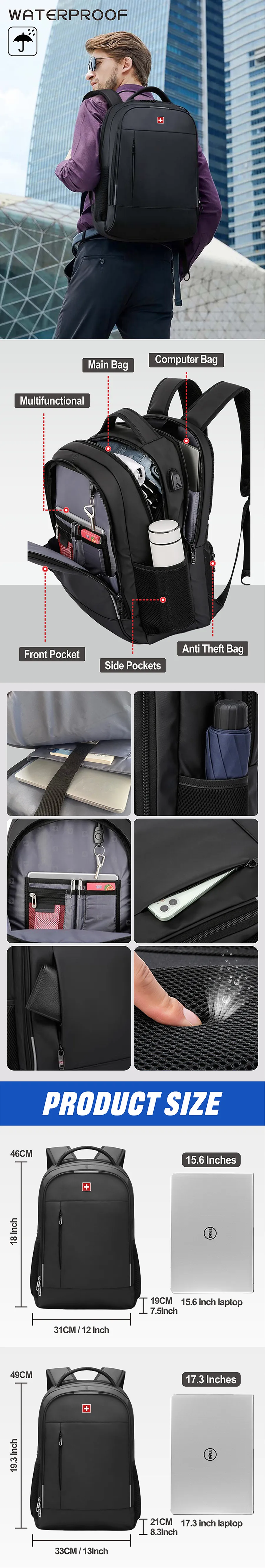 Men Business Backpack: 17-Inch Water Resistant Large Capacity Travel Rucksack with USB Charging Port - Ideal School or Work Bag from Dhgate Backpack - price 59.18 Men Business Backpack: 17-Inch Water Resistant Large Capacity Travel Rucksack with USB Charging Port - Ideal School or Work Bag from Dhgate Backpack - price 59.18