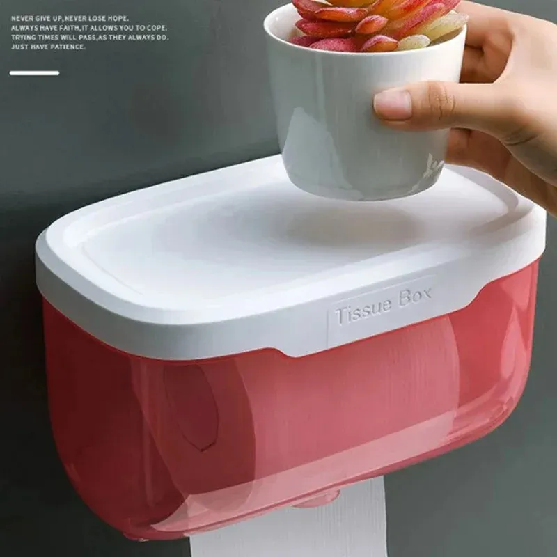 NEW Wall Mount Tissue Storage Box Punch-Free Phone Rack Toilet Paper Holder Bathroom Organizer