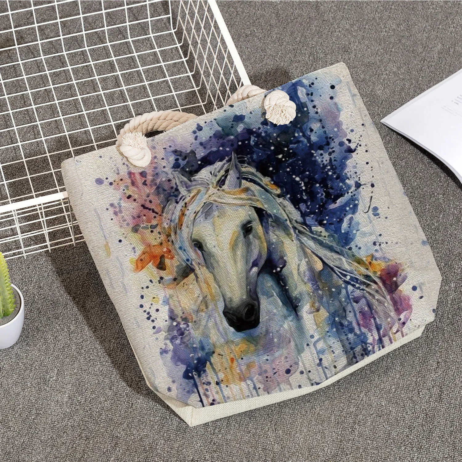 Watercolor Horse Print women's shoulder handbags - Cool