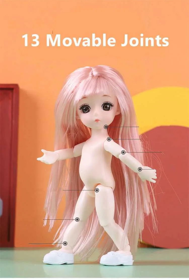 2022 BJD Naked 3D Eye Doll With Hair With 13 Movable Joints Perfect  Birthday Gift For Girls, 16cm PVC Face Clothes Accessories Included Y240731  From Olylin1, $7.97 | DHgate.Com