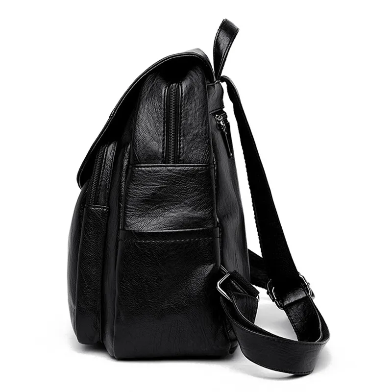 black leather large backpack women& 39 16-inch  Cuyana 2 Open Pockets Exterior Soft Leather Women Backpack Large