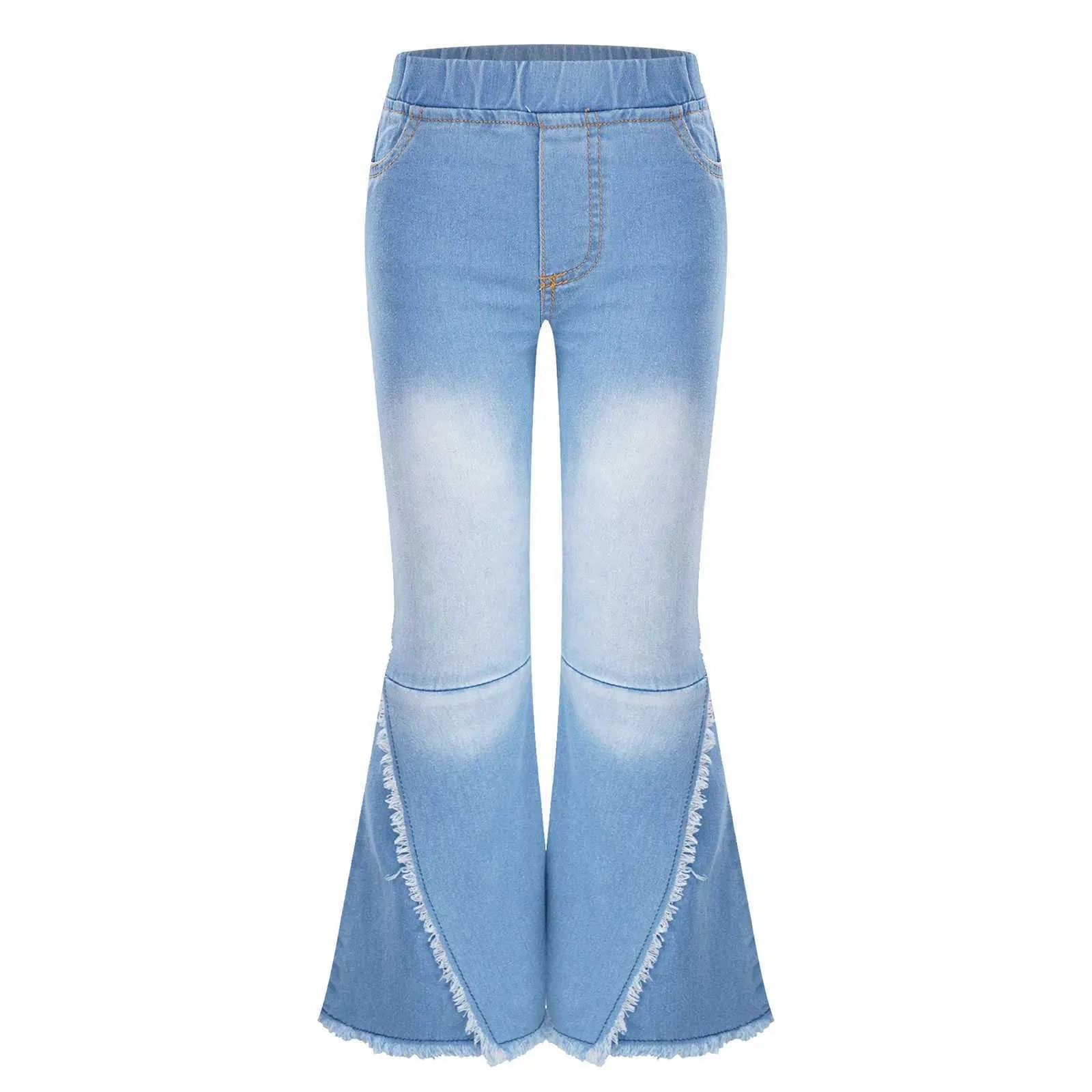 Save Big on Bulk Children's Ripped Jeans Girls' Ripped Flare Jeans:  Crisscross Bell Bottom Denim Pants For Toddler Children Cute Wide Leg  Trousers