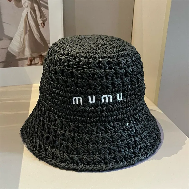 Designer Bucket Hat Luxury Straw Hat Women's Letter Woven Sunhat Summer  Beach Cap Crochet Brand Sun Hat Outdoor Casual Caps