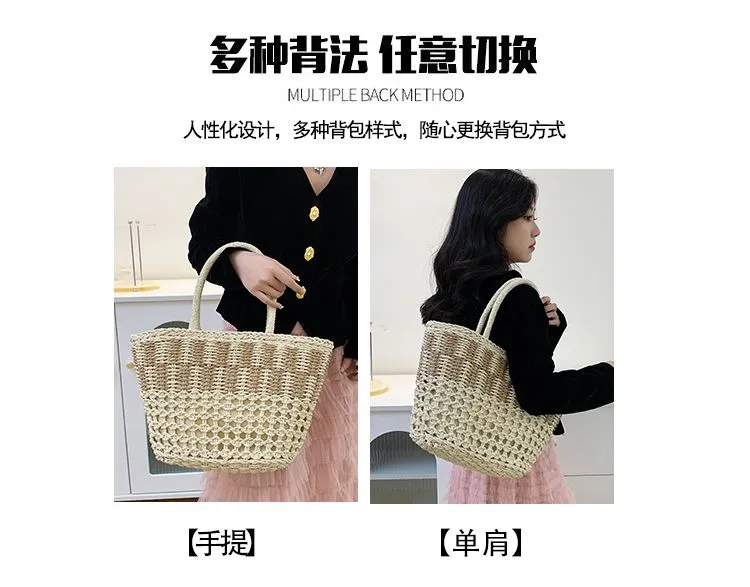 Large Capacity Straw Woven Tote Bag - Fashion Handbag for Women ...