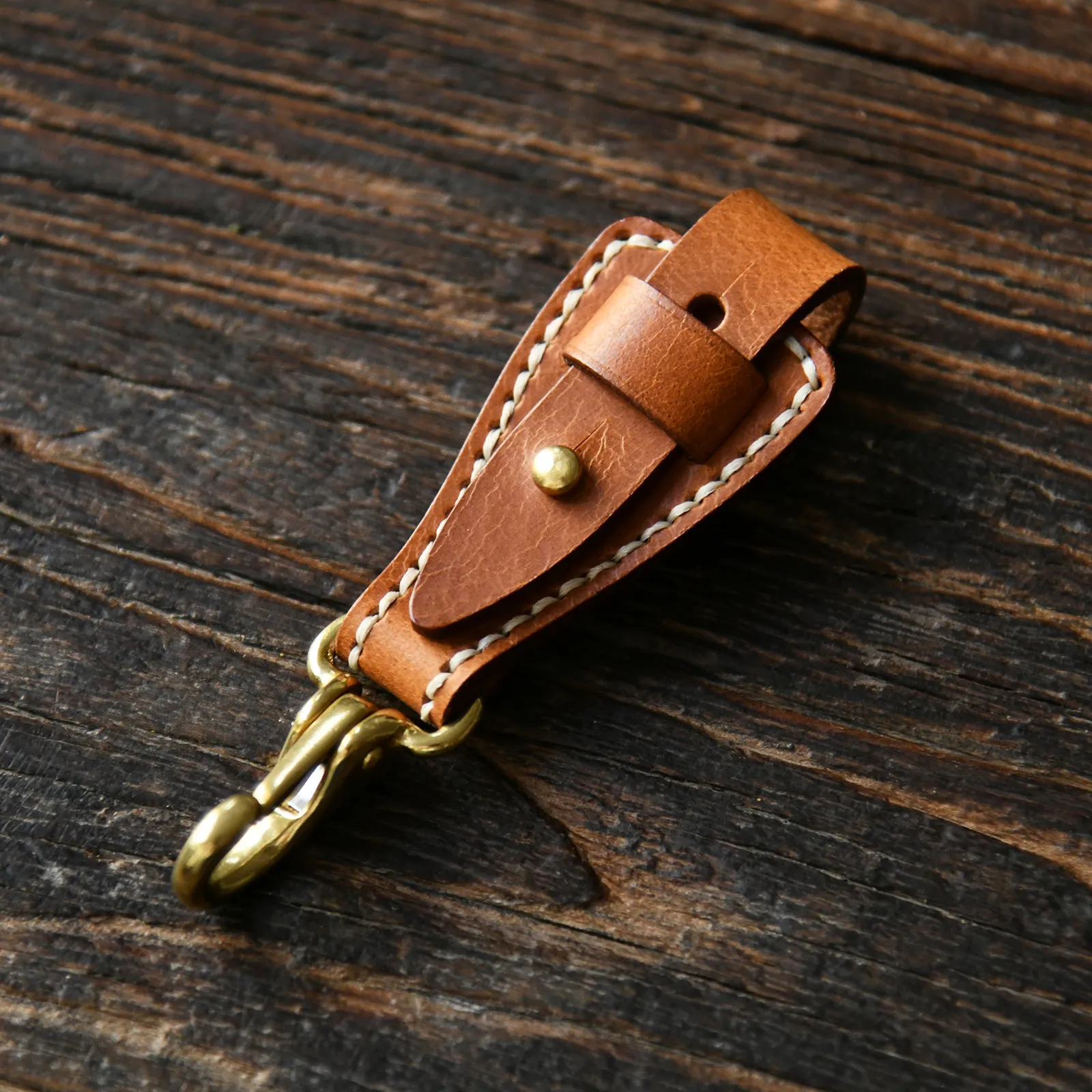 Vintage Leather Key Holder: Handmade EDC Belt Loop Keychain