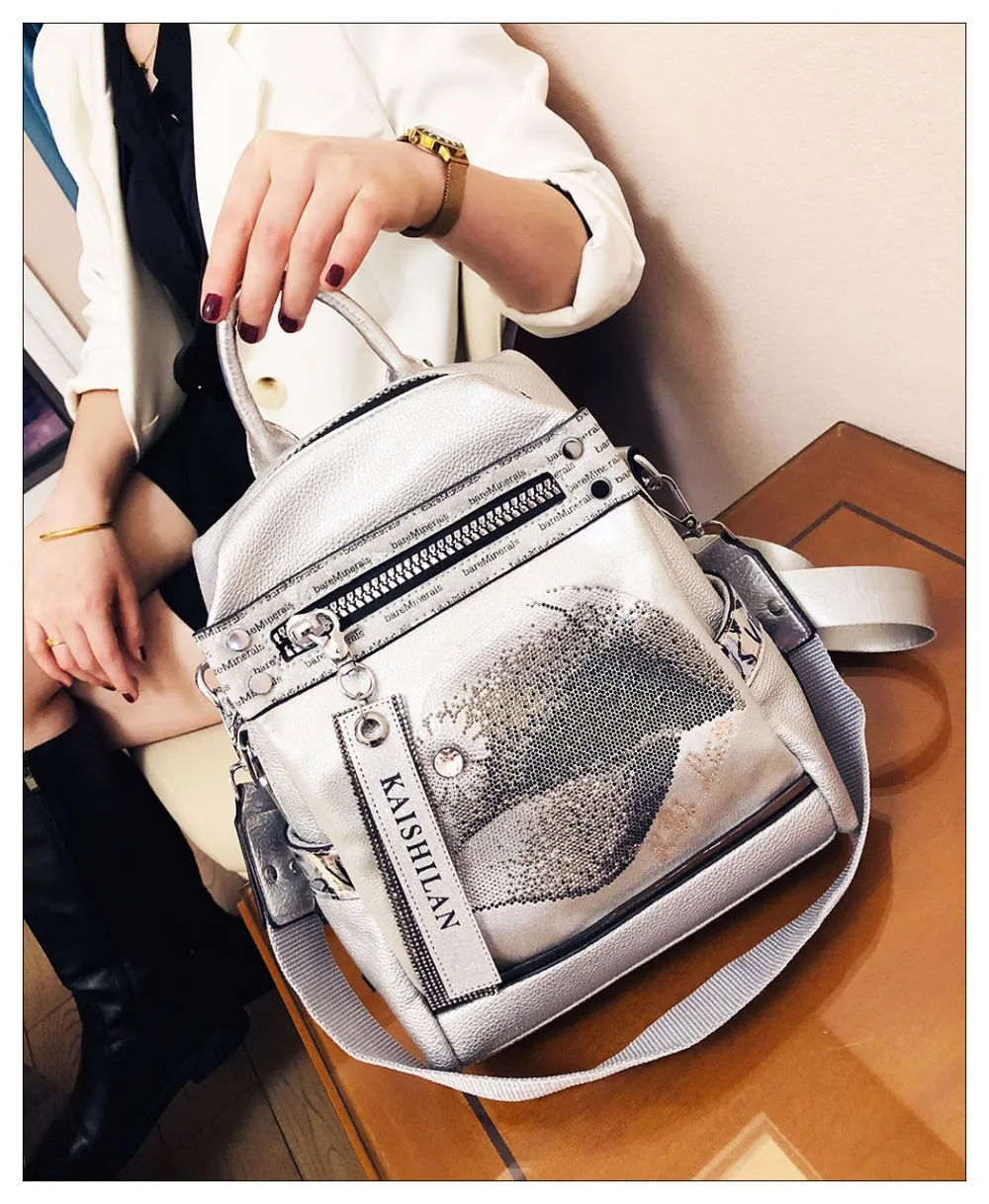 KAISHILAN Rhinestone & Crystal Embellished Backpack Bag Small Backpack Kaishilan Travel Bag with Crystal Bling main image 3