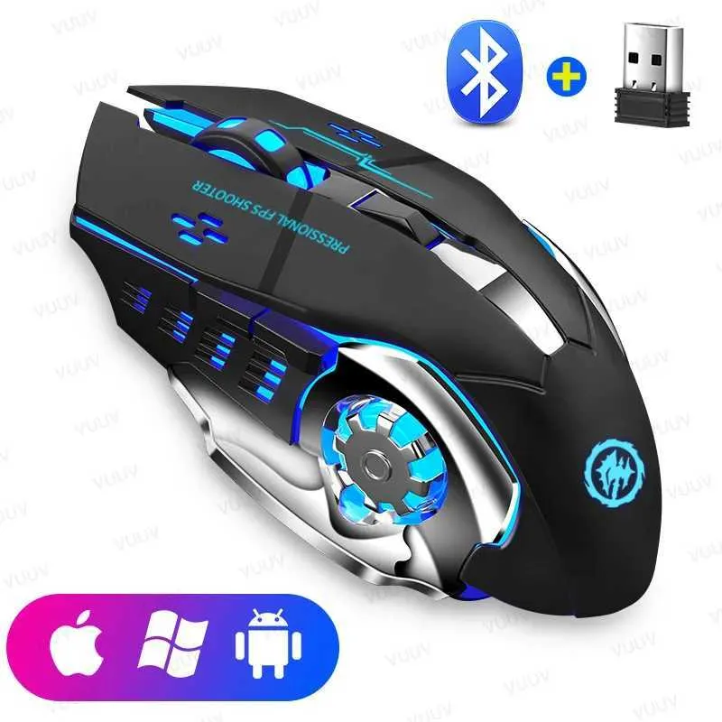 AIEACH Bluetooth Backlight Mouse with 2.4GHz USB for Laptop Macbook Computer Rechargeable Wireless Mouse for iPad Tablet PhoneCL240720