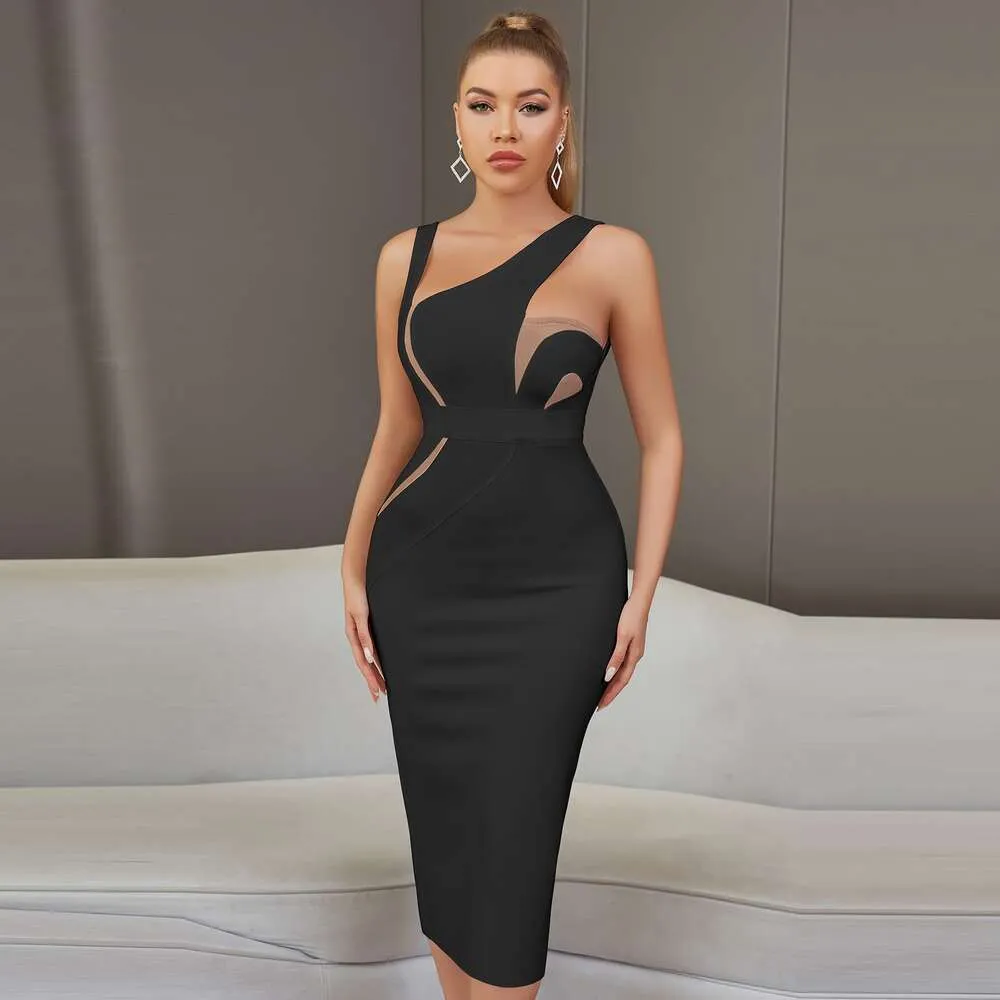 Sleek Socialite Dress: Tank Top, Backless, Midi Bandage