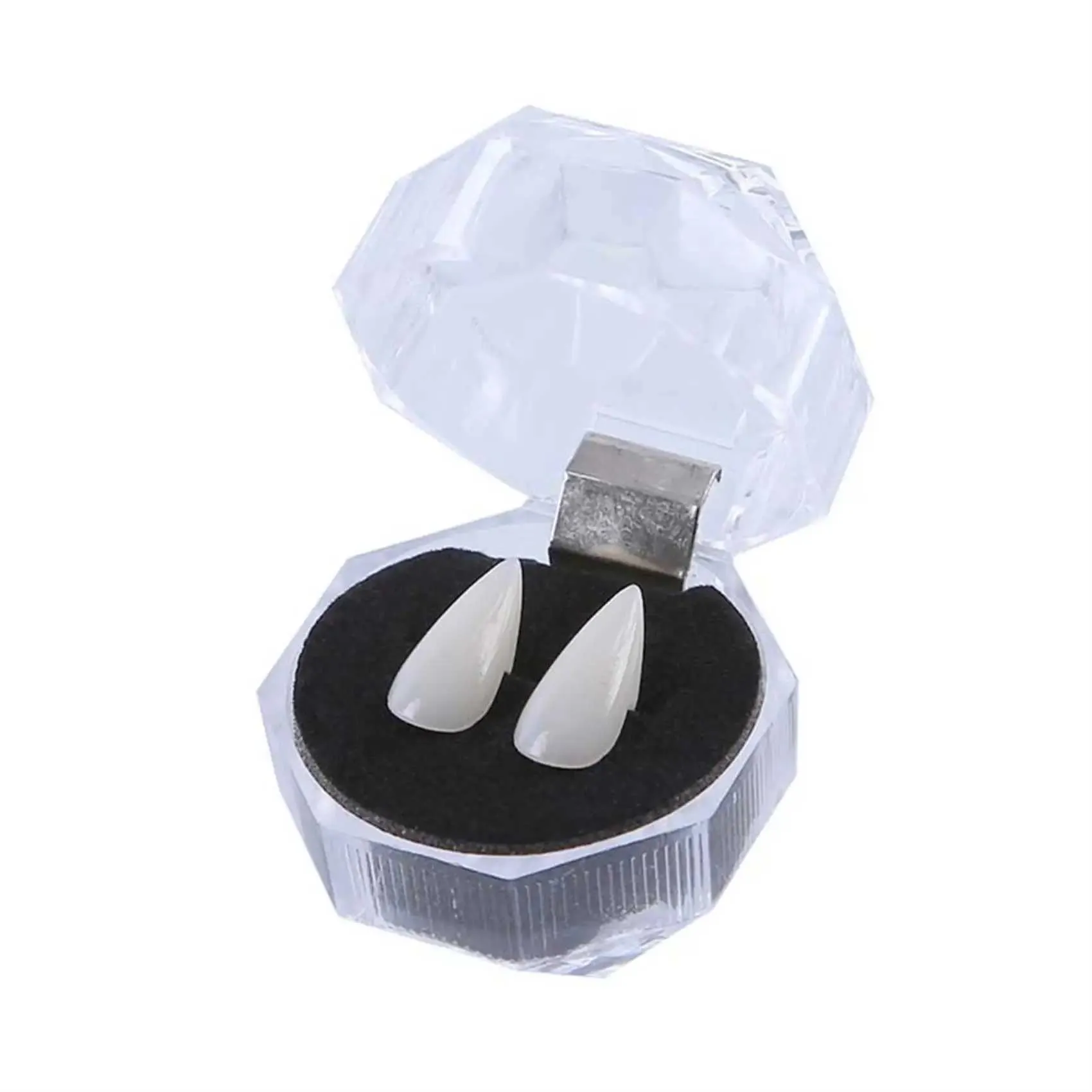 3 Pares De Colmillos De Vampiro – Tamaños 13, 15 Y 17 Mm – Incluye Adhesivo De Perlas – Cosplay De Halloween Y Fiestas De Disfraces