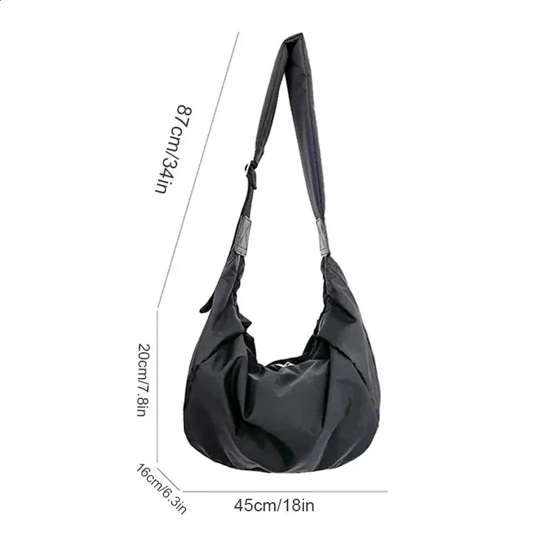 Large Capacity Nylon Hobo Bag - Casual Crossbody Shoulder
