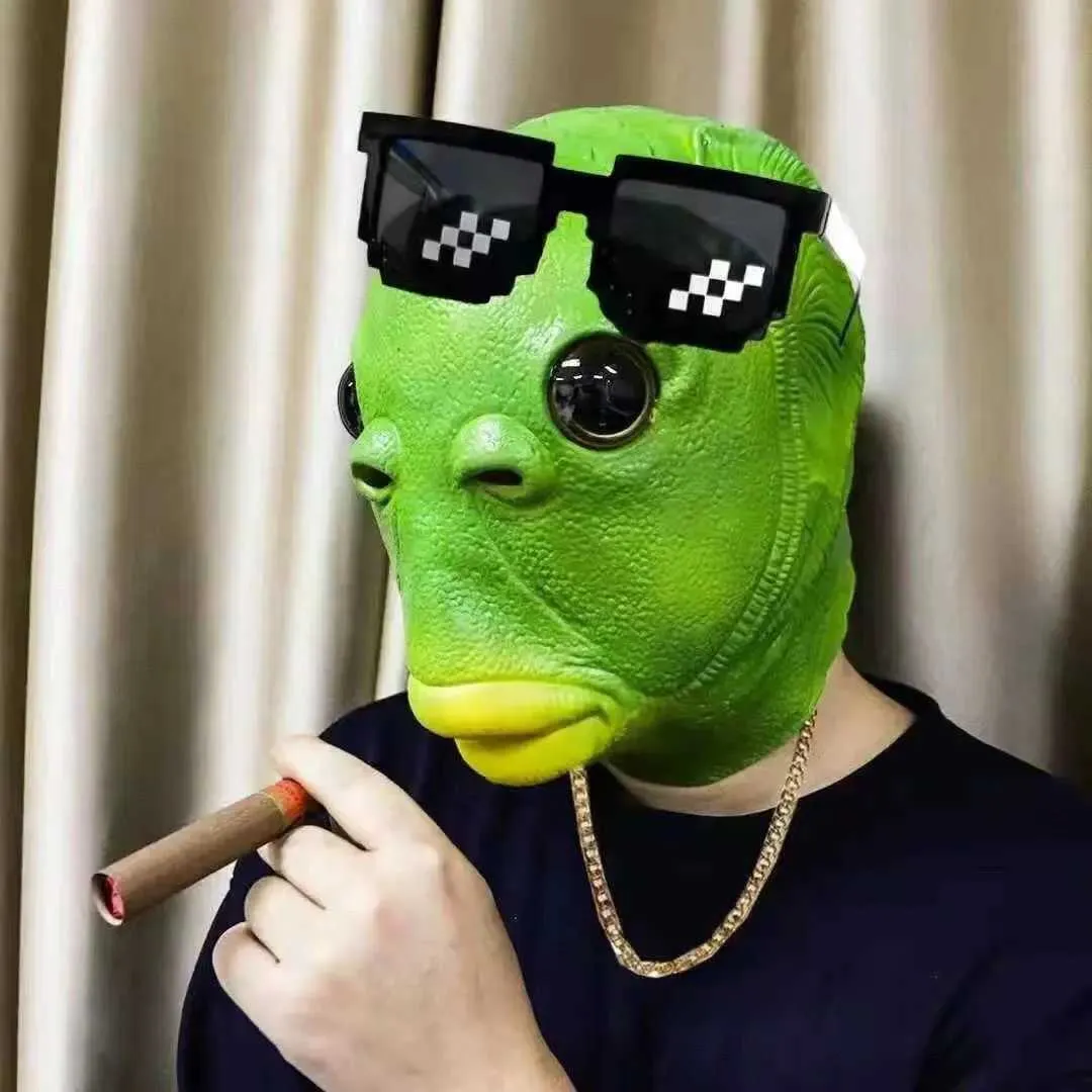 Halloween Fish Mask Realistic Fish Latex Mask - Full Head Animal Costume  For Halloween \u0026 Cosplay Parties Realistic Fish Costume Mask, image size:1080x1080