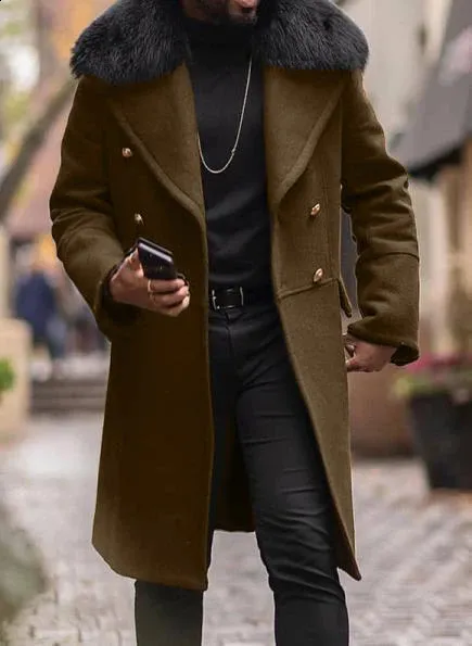 European Size Mens Autumn And Winter Casual Woolen Coat