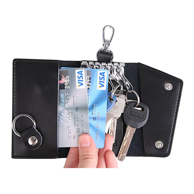 Key Holder Keychain Card Holder Keychain: Compact Leather Key Case ...