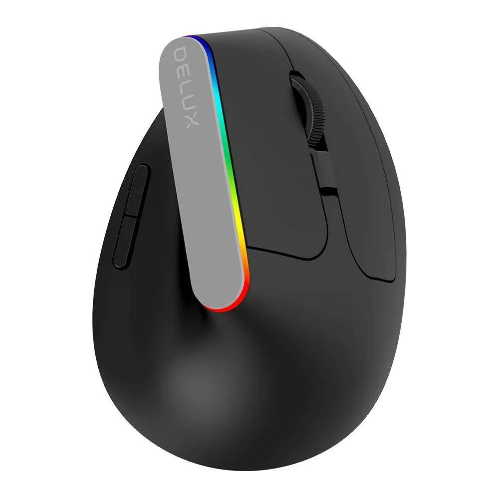 Delux M618C Wireless Silent Ergonomic Vertical 6 Buttons Gaming Mouse USB Receiver RGB 1600 DPI Optical Mice With For PC LaptopCL240720