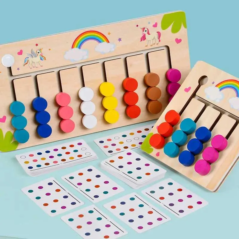 Wooden Montessori Color Shape Matching Puzzle Logic Game Early Learning ...