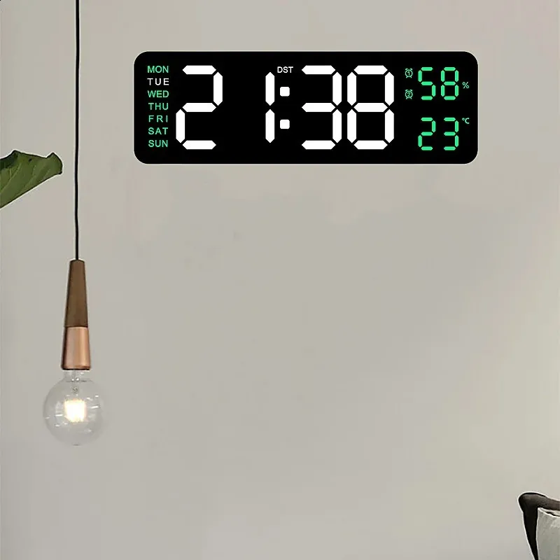 240802 9 Inch Large Digital Wall Clocks USB Powered LED Display With ...