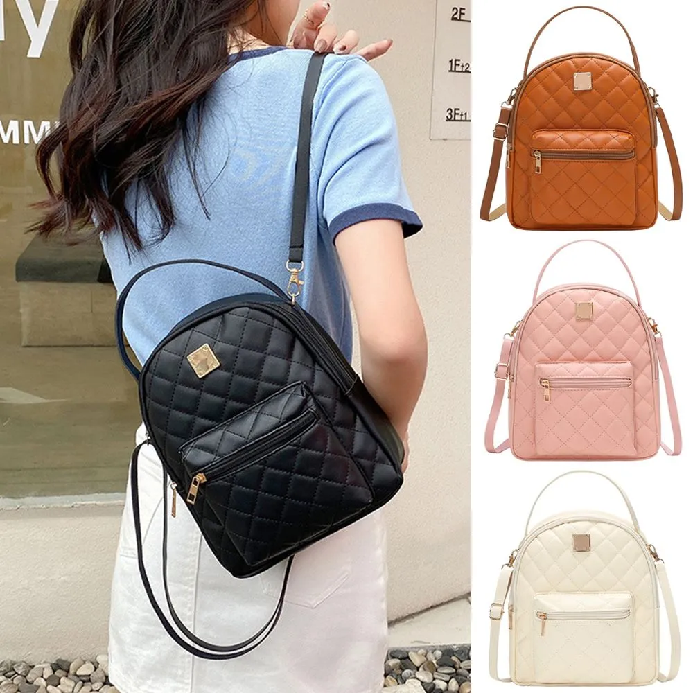 Mini Backpack Purse for Women - Fashion Diamond Grid PU  display picture 1