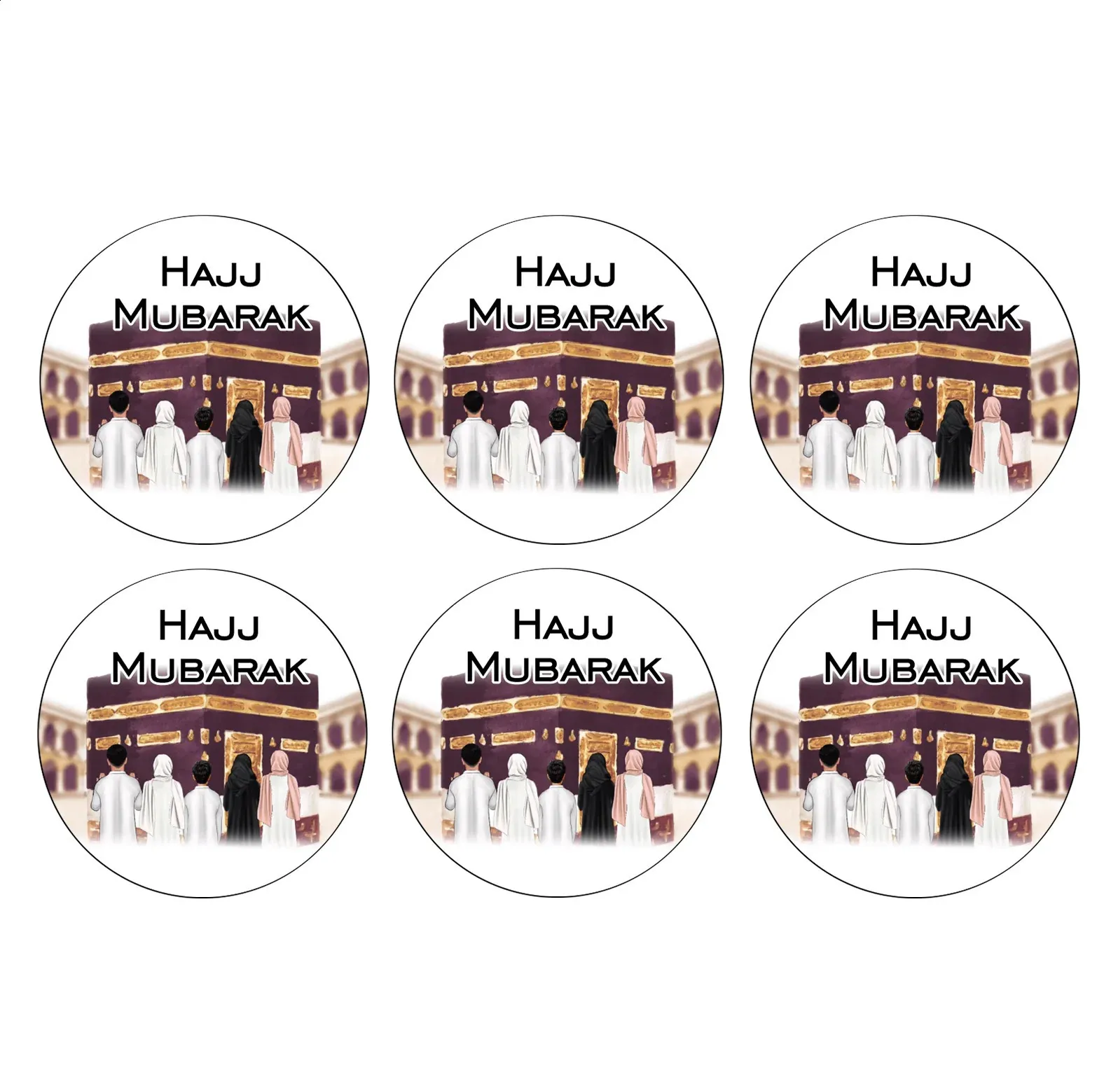70 X Eid Mubarak Muslim Hajj Favour Gift Islamic Stickers Eid Al-Adha