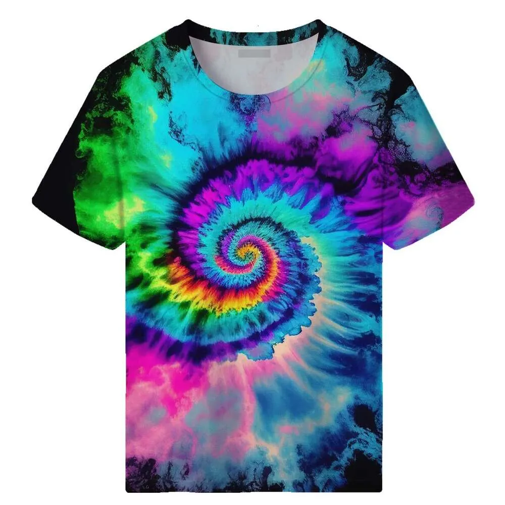 T-shirt Gildan Tie Dye Spiral Bleu Arc-en-ciel - 100% Coton - Neuf Sans étiquettes