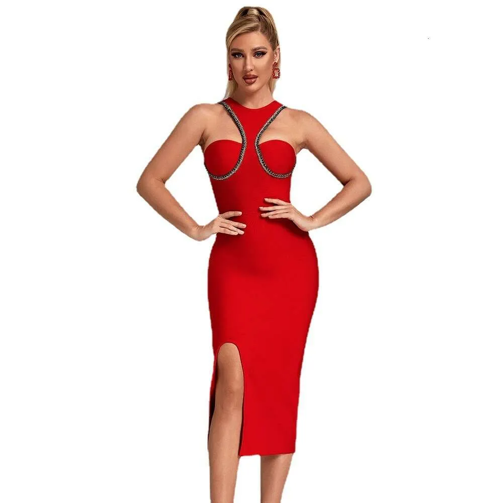 Red Halter Neck Bandage Dress With Side Slit ... From Join3, $50.26 In  Bulk | DHgate.Com