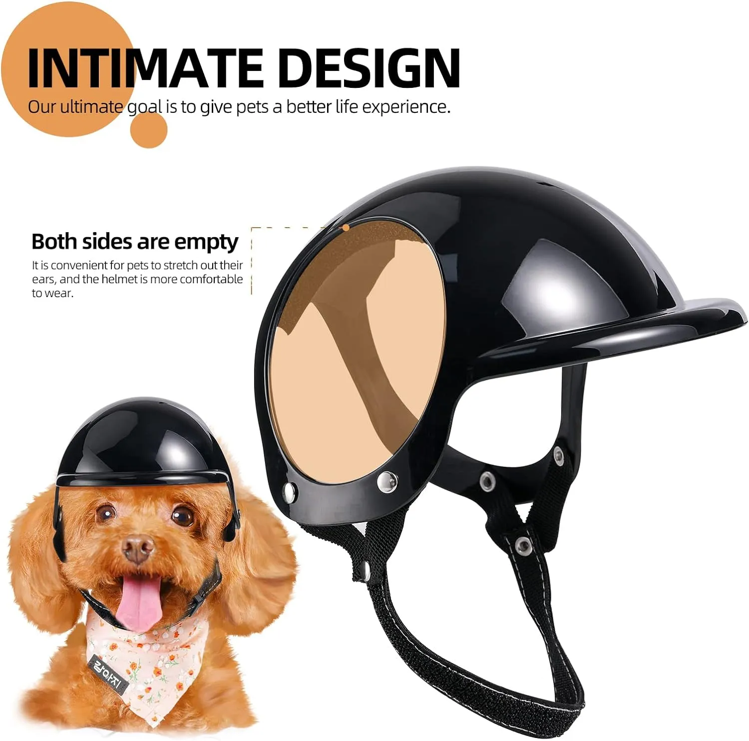 Dog Motorcycle Helmet Black Outdoor Pet Riding Bell Helmets For