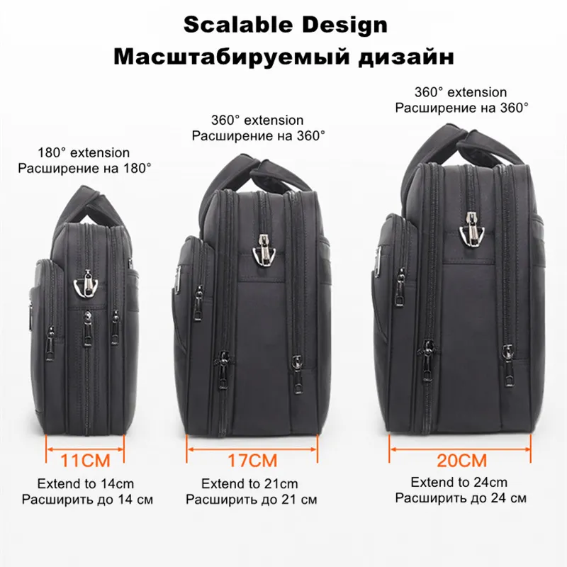 Mens Briefcase Laptop Bag Waterproof Oxford Shoulder Bag For 15 17