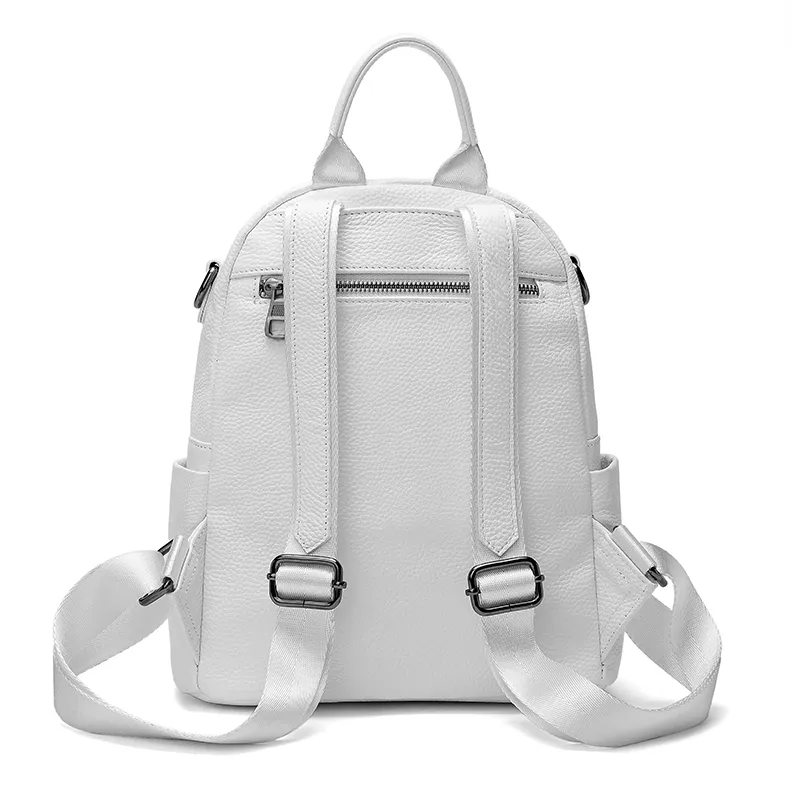 White Leather Backpack: Chic Genuine Leather Backpack  display picture 2
