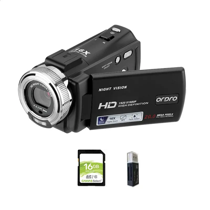 Video Camera Full HD 1080P Digital Camcorder Ordro V12 Infrared Night Vision Home Use Camara for Youtuber Beginner Vlogging 240731