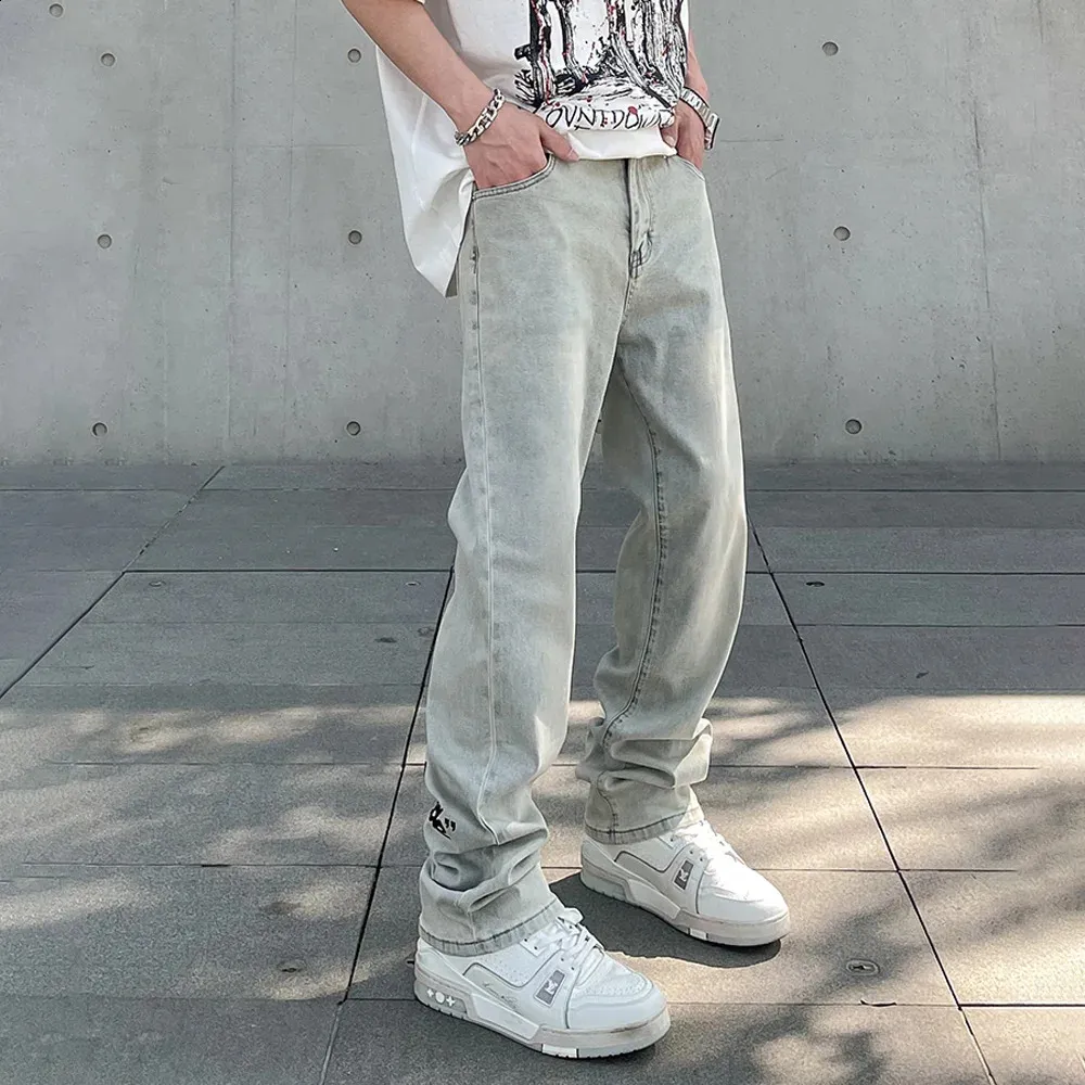 Mens Y2K Vintage Graphic Print Skinny Denim Jeans Casual Summer