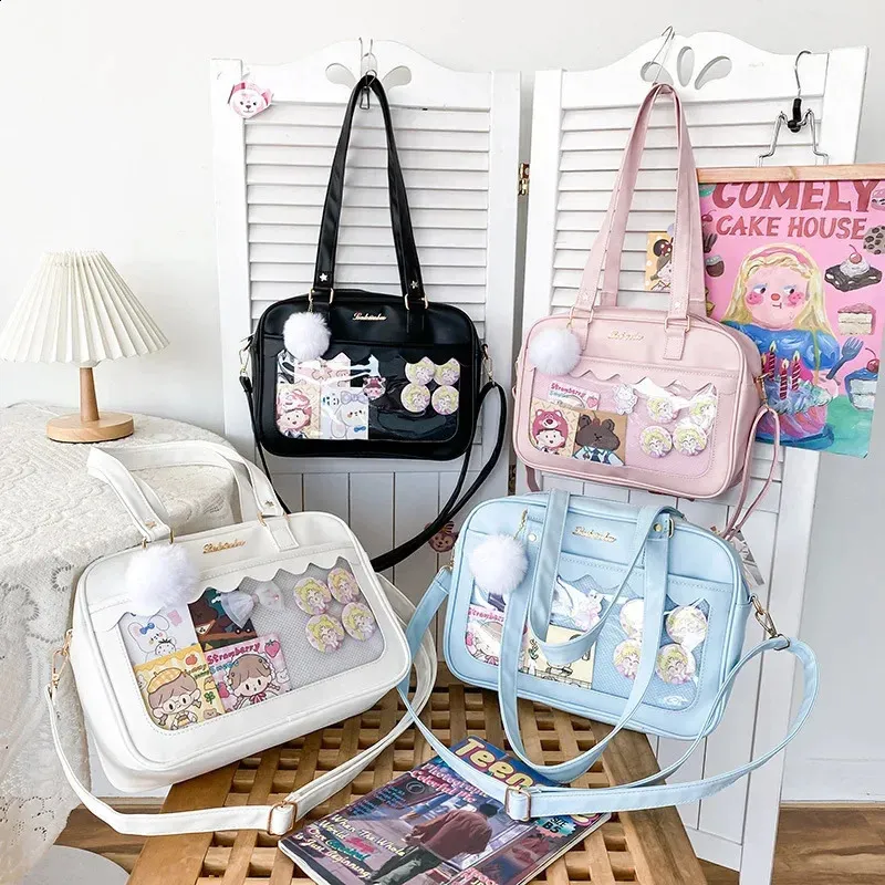 Japanese Kawaii Mini PU Leather Shoulder Bag for Women with Zipper