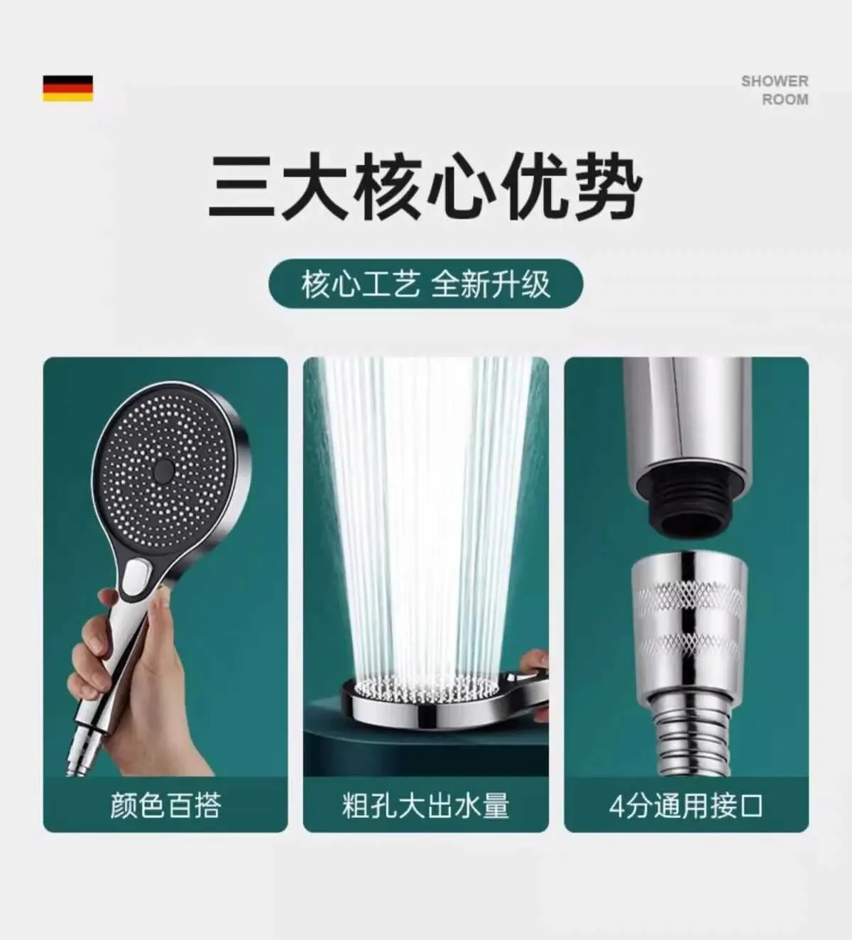 High Pressure 130mm Showerhead with 3 Water Modes - Black from Dhgate ...