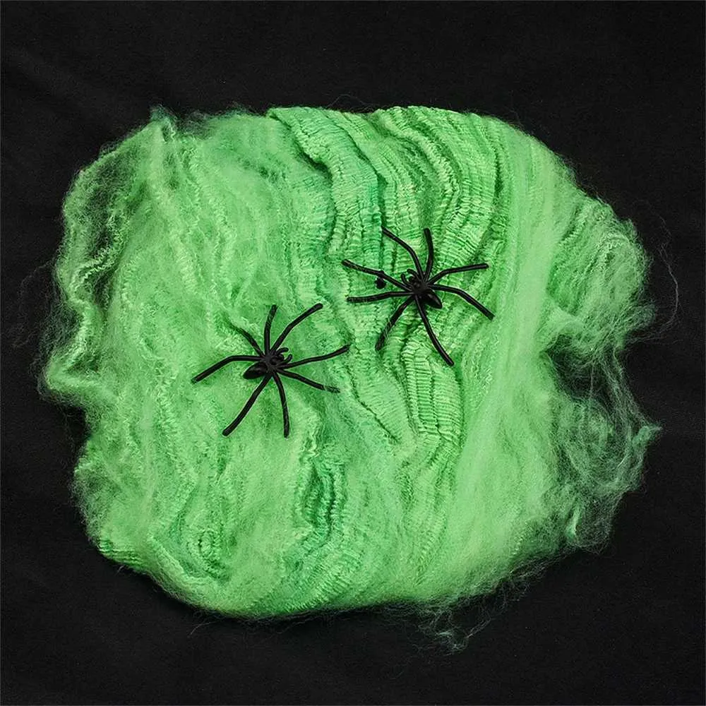 thumbnail image 2 of 20g Spider Web Halloween Decoration With Fake Spider – Indoor/Outdoor, White Polyester 2 of 6