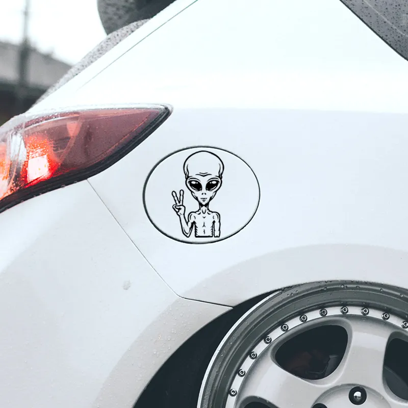 Car Stickers 9.2X15.4CM Vinyl Decal UFO Cartoon Alien... From Annides ...