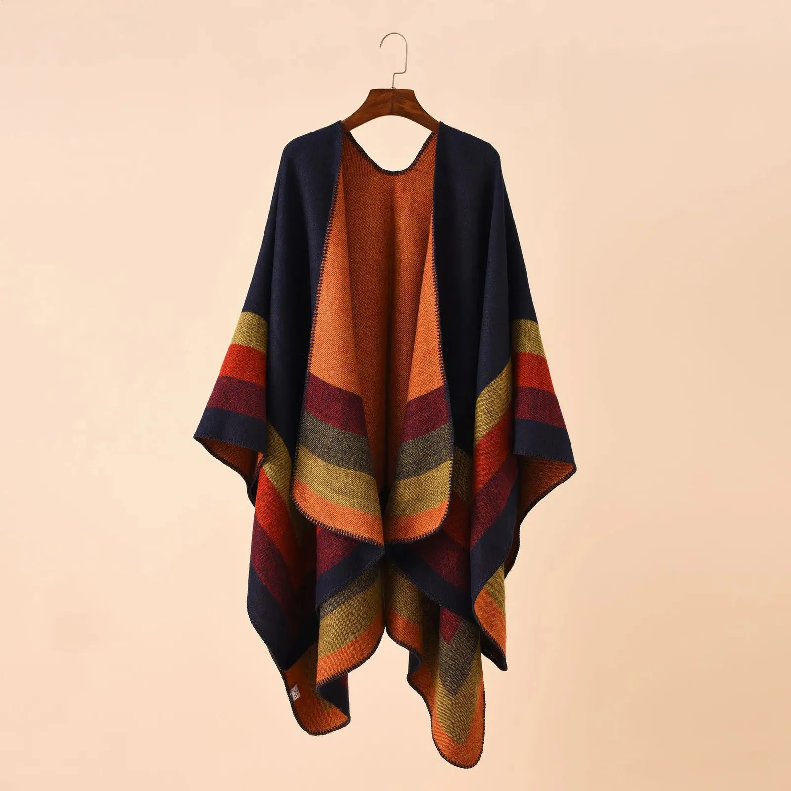 Châle Poncho Femme Surdimensionné - Motif Rétro Mandala, Pour Automne-hiver, écharpe Grande Taille