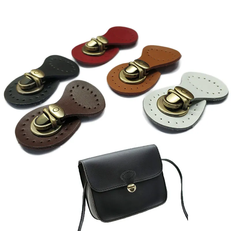 clasp lock flap leather backpack Classic Chocolate pocket on the flap Women's Black Flap Lock Leather