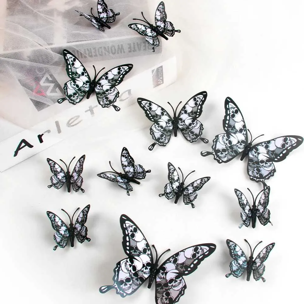 Calcomanías De Pared De Halloween De Mariposa Negra 3D: 12/Calcomanías De  Calavera De Miedo Para Decoración De La Casa Embrujada De 5,64 € | DHgate, image size:1000x1000
