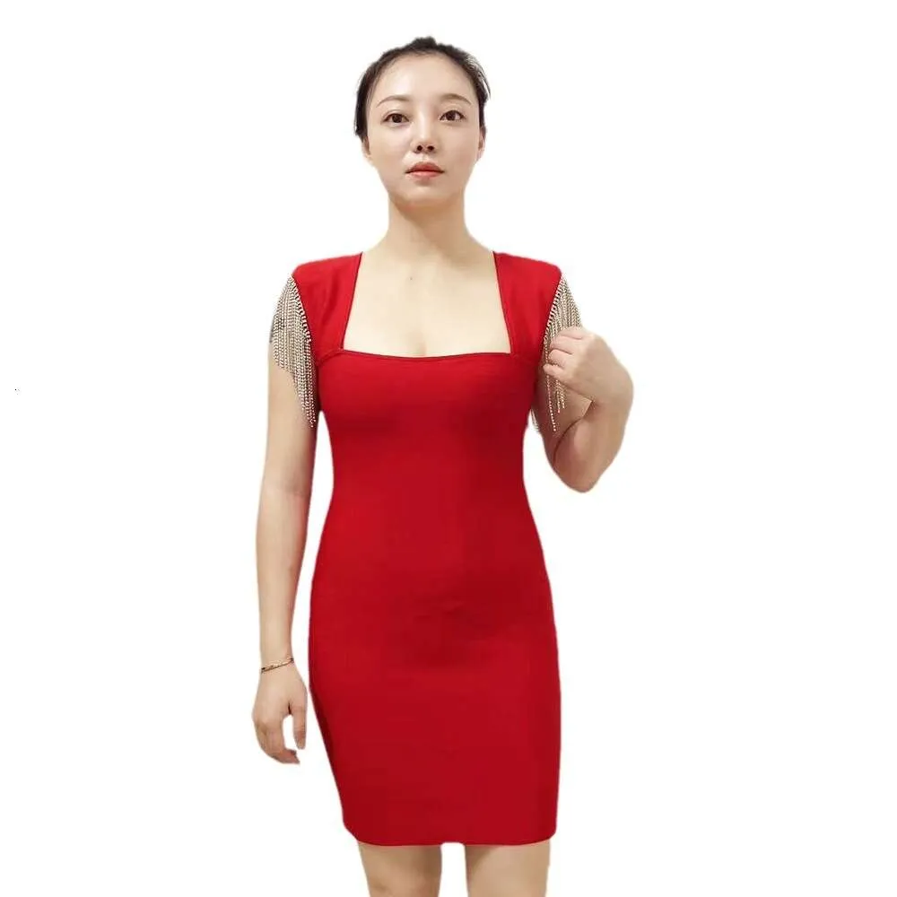 Womens Red Bandage Dress With Tassel Diamond Chain ... From Join3, $45.23  In Bulk | DHgate.Com