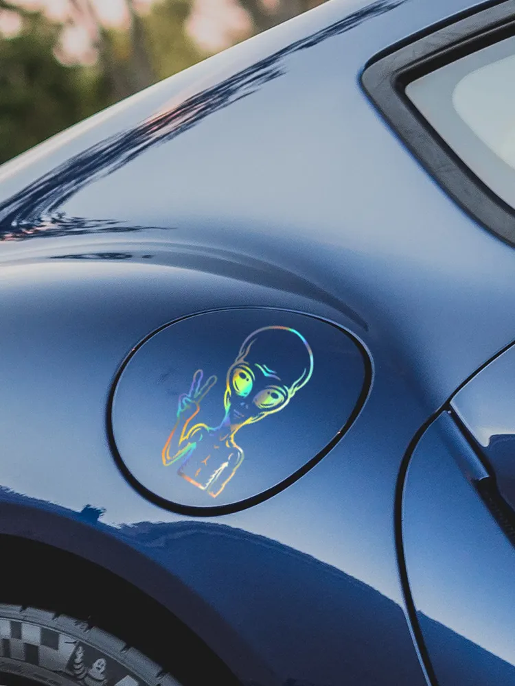 Car Stickers 9.2X15.4CM Vinyl Decal UFO Cartoon Alien... From Annides ...