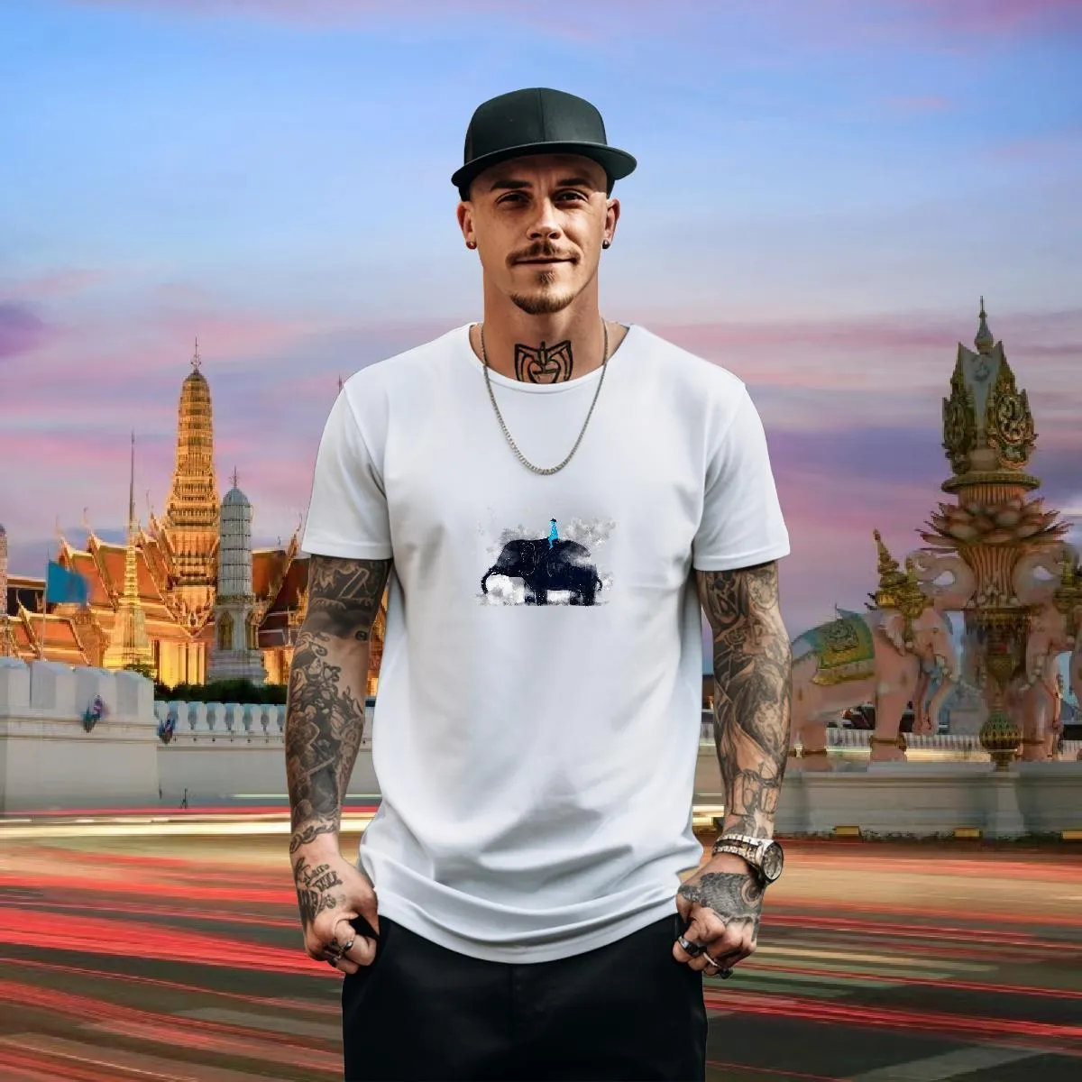 Premium Cotton Graphic Tee - Elephant Design, Breathable Unisex T-Shirt ...