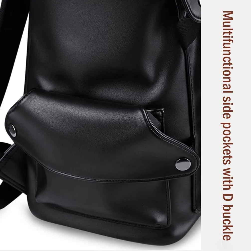 VANNANBA Genuine Leather Backpack Men 17 Inch Black Laptop