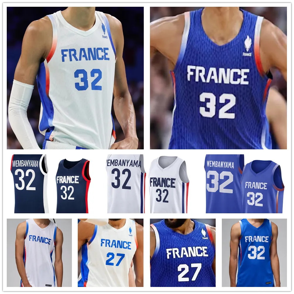 Économisez gros sur les achats en gros de Maillot De Basket France  Wembanyama, Batum, Fournier, Gobert Plus |Maillot De L'équipe De France 