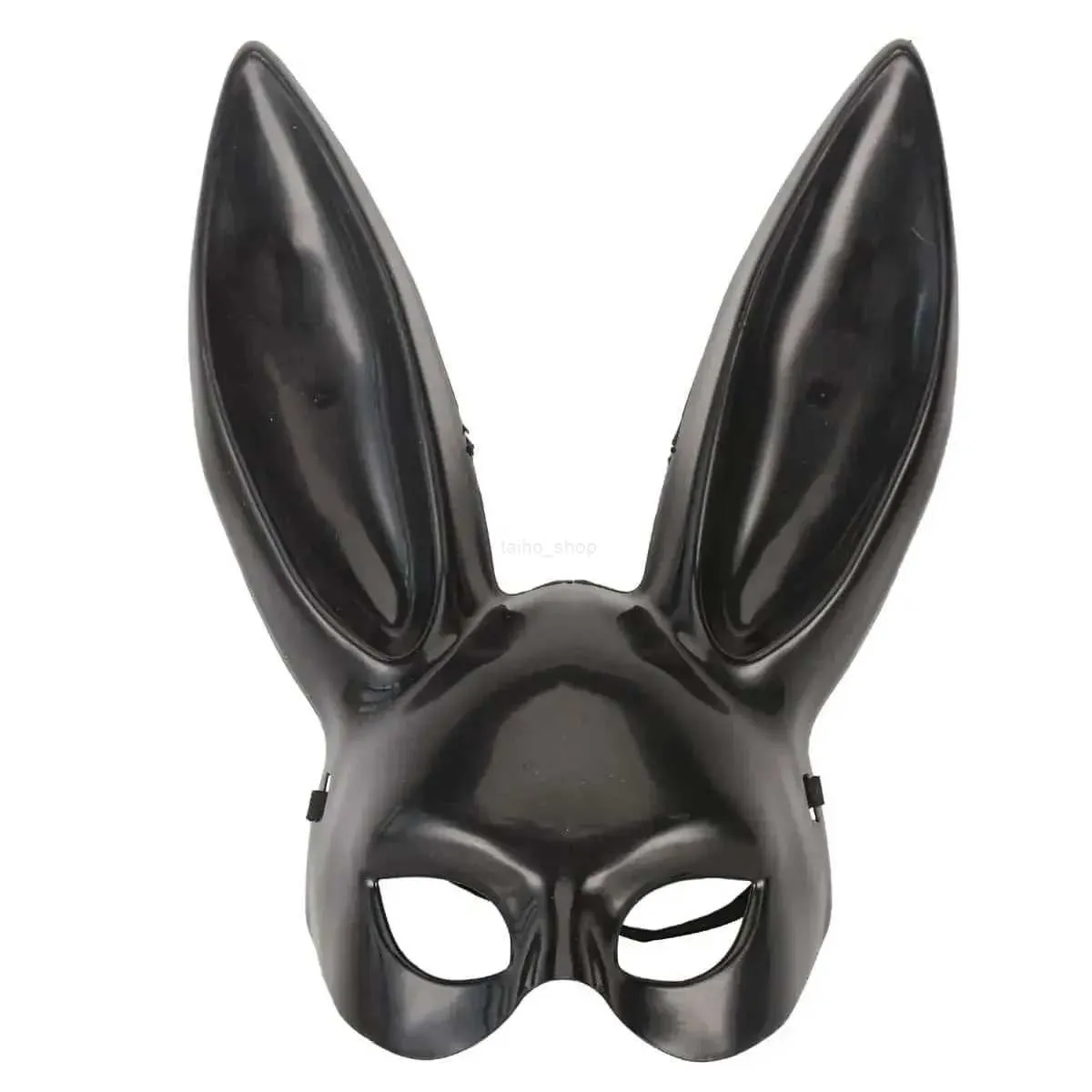 Black & White Rabbit Mask for Halloween - Plastic Half Bunny Mask for ...