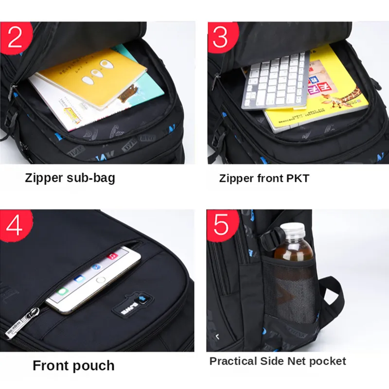 15-Inch Laptop Backpack Lightweight Nylon Schoolbag for Men