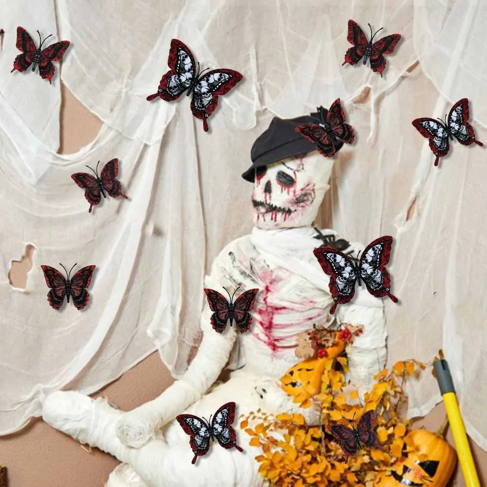 Calcomanías De Pared De Halloween De Mariposa Negra 3D: 12/Calcomanías De  Calavera De Miedo Para Decoración De La Casa Embrujada De 5,64 € | DHgate, image size:1000x1000