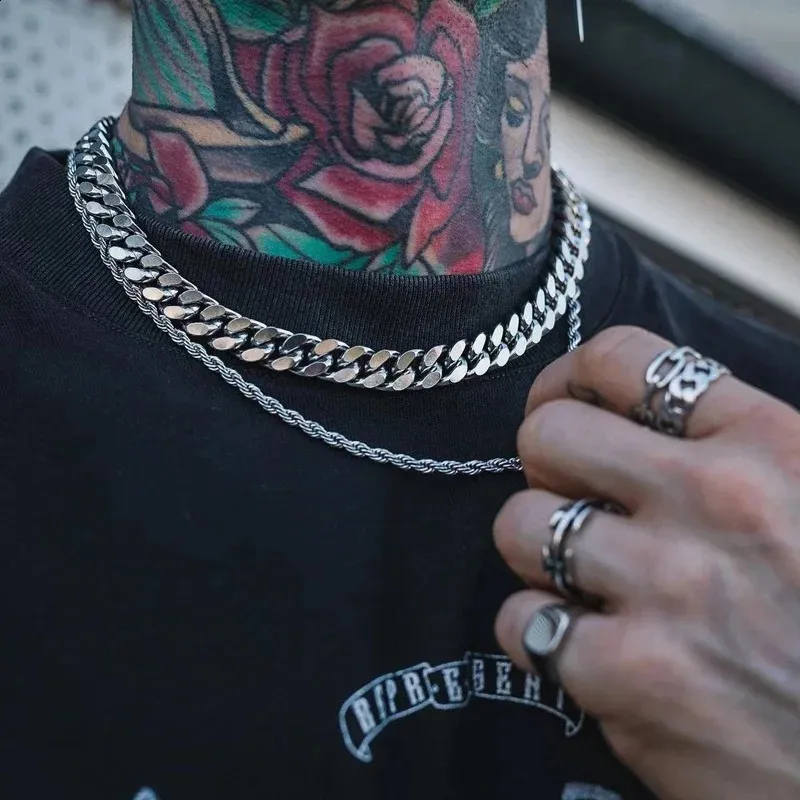 Collana A Catena Cubana In Acciaio Inossidabile Uomini Gioielli Maschi A Collo Lungo 8 Mm 14 Mm, Argento, In Argento Da 8,66 € | DHgate - Foto 9