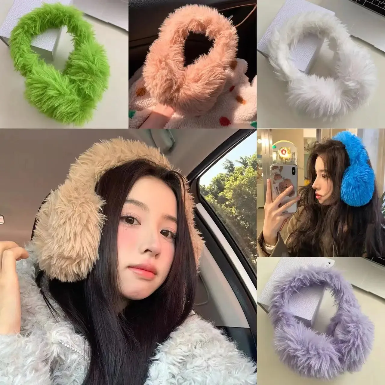 00s archive l.g.b. fur earmuffs y2k 耳当て Y2K Solid Plush Earmuffs | Fluffy Ear Muffs for Women | Korean