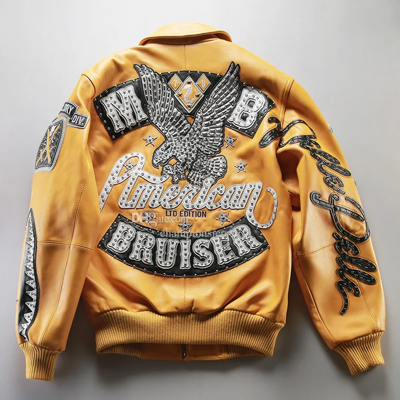 pelle pelle レザージャケット　イエロー　b-boy あおばくん着用 DHgate.com:Mens Eye-catching Pelle Pelle Leather Flight