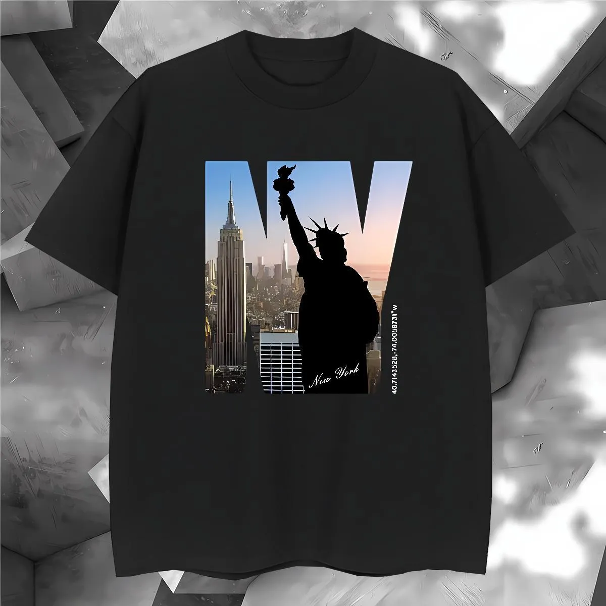 【KOOLOSET】Statue Of Liberty Half Tee Customized Statue of Liberty Men's shirt with t shirt