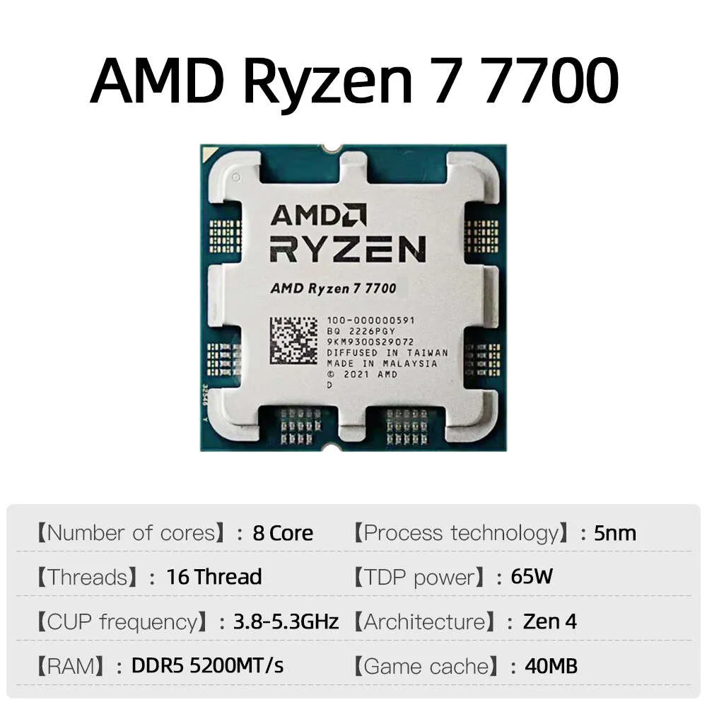 Cpu Nucleos Ryzen AMD Ryzen 7700 2024 CPU Núcleo, 16 Hilo